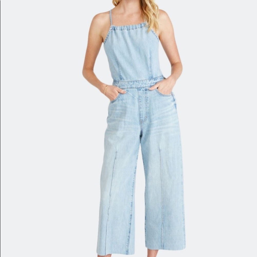 Etica halter denim jumpsuit NWOT